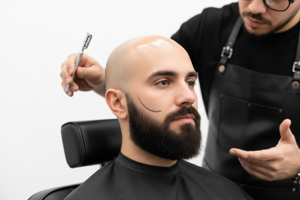 Afeitado de Cabeza con Fade en Barba